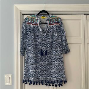 Roller Rabbit Blue and White Tunic/Coverup